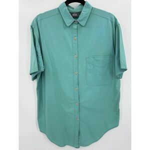 WOOLRICH Teal Short Sleeve Button Down Shirt Size M